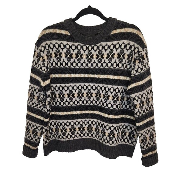J Crew‎ Womens Fair Isle Lambswool Sweater Nordic Crew Neck Small Pullover - Picture 1 of 9